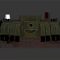 3D Rendered Military Tank With Green Camouflage Long Cannon And Dark Background
