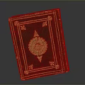 Intricate Golden Sculpture Carving On Brown Book Cover With Decorative Patterns