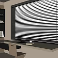 Modern Interior Design With Window Venetian Blinds And Desk Books Workspace