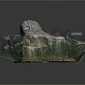 Natural Wooden Log Decoration With Green Grass Growing Around Base