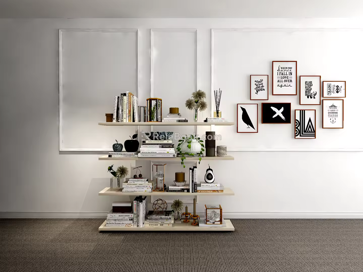 Nordic Bookshelf Book Ornaments 3d model