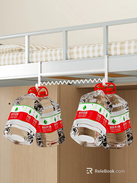 School Dormitory Interior With Bunk Bed And Hanging Nongfu Spring Water Buckets 3d model