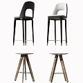 Modern Bar Stools With Contemporary Design Wooden Metal Frames Triangular Base Upholstered Seats 3d model