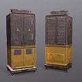 Vintage Black And Yellow Storage Lockers With Doors Vents And Wheels