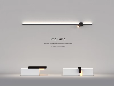Modern White Reception Desks With Black Accents Strip Lamp And Minimalist Design 3d model
