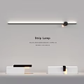 Modern White Reception Desks With Black Accents Strip Lamp And Minimalist Design