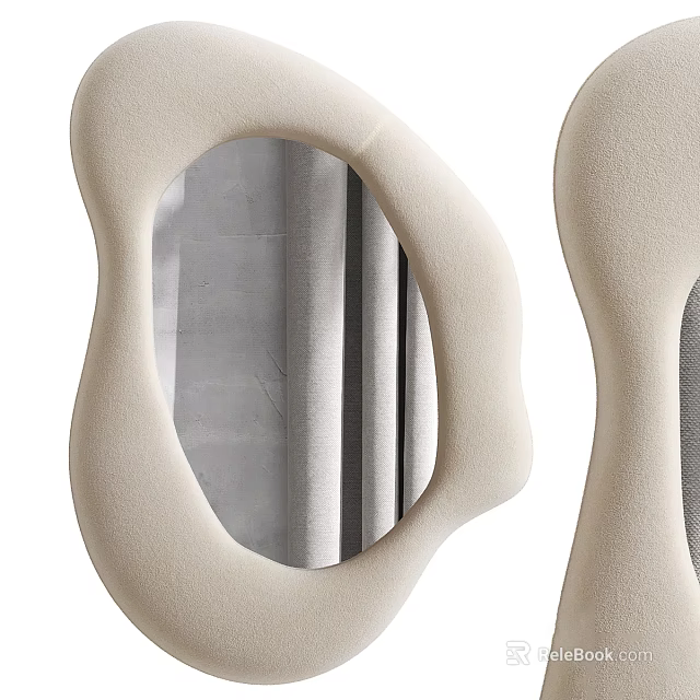 Modern Elegant Irregular Shape Mirrors with Beige Frame for Contemporary Interior Design 3d model 