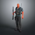 Black Vest Blue Short Sleeve Shirt And Black Pants With Tactical Shoes For Daily Living