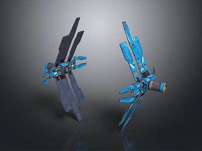 Futuristic Mechanical Devices With Blue Black Blades Mechanical Arms And Core Components 3d model