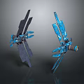 Futuristic Mechanical Devices With Blue Black Blades Mechanical Arms And Core Components