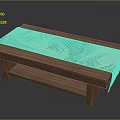 Japanese Style Wooden Coffee Table With Traditional Pattern Fabric Top And Shelf Storage