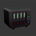 Network Storage Device With Multiple Slots Green Indicators Red Warning Symbols and Control Panel Buttons 3d model