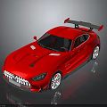 Red Mercedes AMG Sports Car with Rear Spoiler and Sleek Body Design