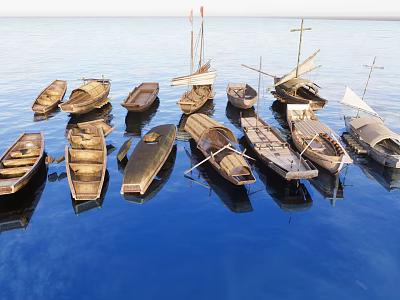 Modern Wooden Boat Wooden Boat Cruise Boat Fishing Boat Combination Dock Sightseeing Boat Sail Wooden Boat Sailing Combination 3d model