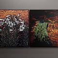 Vibrant Wall Art Paintings Featuring White Flowers And Abstract Figure With Colorful Backgrounds