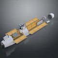 Industrial Scientific Equipment With Elongated Modular Structure Yellow Sections And White Components