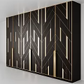 Elegant Modern Wardrobe Interior Design With Black Finish And Gold Geometric Lines