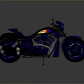 Custom Blue Motorcycle With Colorful Graphics Sleek Design Chrome Exhaust And Leather Seat