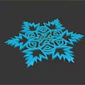 Blue 3D Sculpted Snowflake With Intricate Geometric Patterns On Black Background 3d model