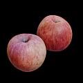 Two Fresh Ripe Red and Yellow Striped Apples on Black Background Healthy Snack
