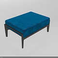 Modern Blue Upholstered Footstool With Black Wooden Legs Design