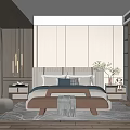 Modern Bedroom Interior Design With Bed Bench Pillows Pendant Lights And Soft Rug