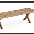 Wooden Benches With X Shaped Legs And Textured Surfaces In Two Tones