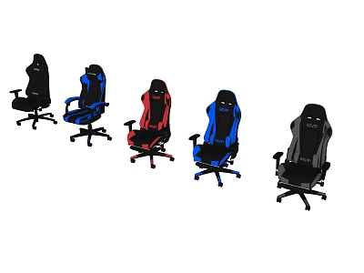Ergonomic Leisure Gaming Chairs In Black Red Blue Gray With Adjustable Armrests And Wheels 3d model