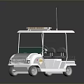 White Patrol Cart With Canopy Roof Light Bar And Front Badge Design
