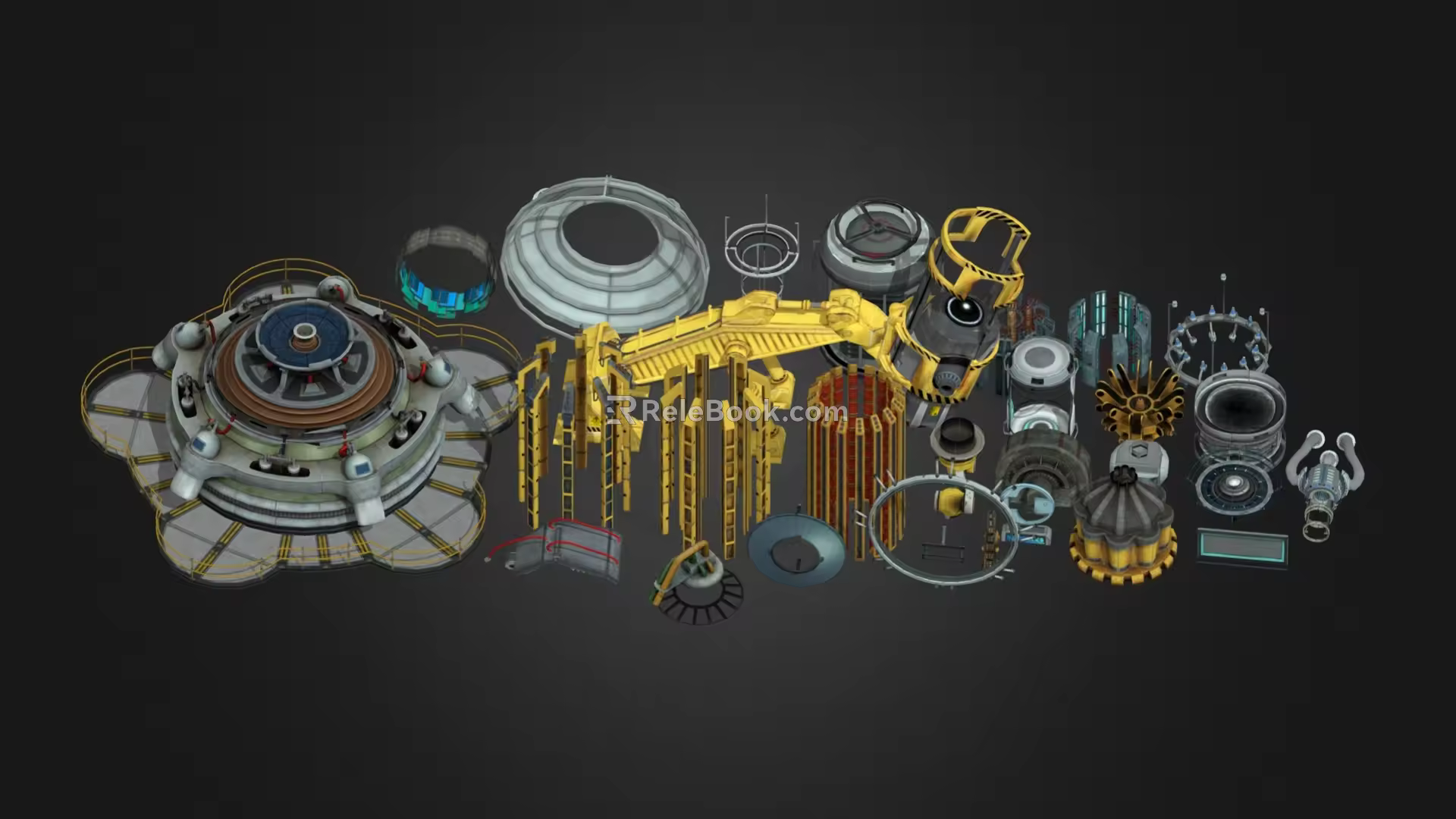 Engine Components Spaceship Components Spaceship Parts Mechanical Parts Future Weapon Components Low Face Number Low Model Simple Model Game Video Level Realism 3d model