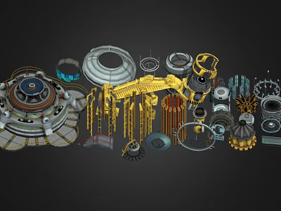 Engine Components Spaceship Components Spaceship Parts Mechanical Parts Future Weapon Components Low Face Number Low Model Simple Model Game Video Level Realism 3d model