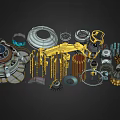 Engine Components Spaceship Components Spaceship Parts Mechanical Parts Future Weapon Components Low Face Number Low Model Simple Model Game Video Level Realism 3d model