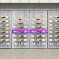 Clothing Store Shoe Display Wall With Neatly Arranged Shoes And Pink Highlighted Sections