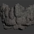 Natural Rock Landscape with Rugged Formation and Detailed Stone Texture Elements 3d model