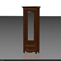 Classic Brown Wood Wine Cabinet With Glass Door And Drawers Design
