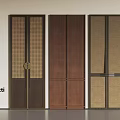 Minotti Modern Wardrobe Doors Design With Wooden Rattan Lattice And Metal Accents