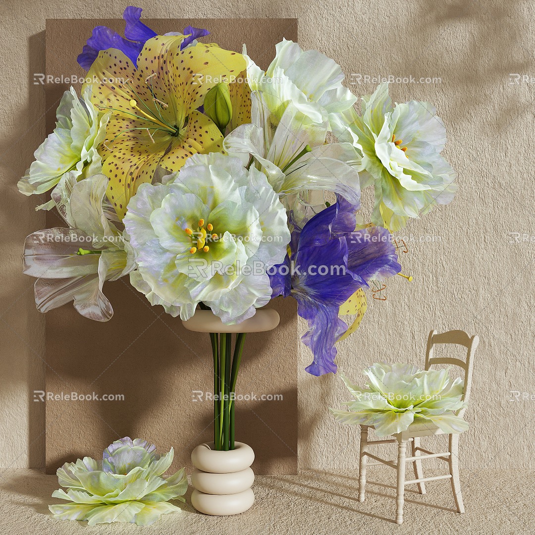 Flower Paper Art Big Flower Art Device 3d model