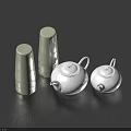 Everyday Living Essentials Featuring Glossy White Teapots And Stacked Light Colored Cups For Home Use