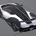 Sleek White And Black Supercar With Streamlined Body Large Rear Wing And Two Seater Cabin