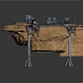 Sci Fi Industrial Platform Structure With Circular Core Metal Brackets And Cables