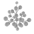 Modern Chandeliers With Multiple Silver White Spheres And Black Gold Frames 3d model