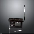 Vintage Kitchen Stove Design With Four Burners Drawers Cabinet Doors And Chimney