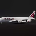 Qatar Airlines Passenger Airplane With White Body Four Engines And Red Tail Design
