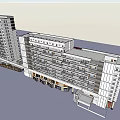 Modern Multi Storey Building Exterior With Large Windows And Columns 3d model