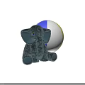 Gray Elephant Stuffed Toy with Blue Ears Eyes Feet and Silver Ball
