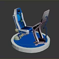 Modern Blue And White Office Chair With Ergonomic Design Metal Frame And Wheels