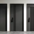 Modern Black Interior Doors With Different Panel Designs And Sleek Black Handles 3d model