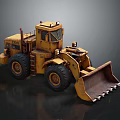 Yellow Construction Loader With Large Front Bucket And Heavy Duty Tires