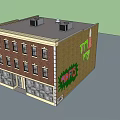 Two Story Building Exterior With Brick Wall Colorful Graffiti ADFIS TTT Roll Up Doors 1897 Number