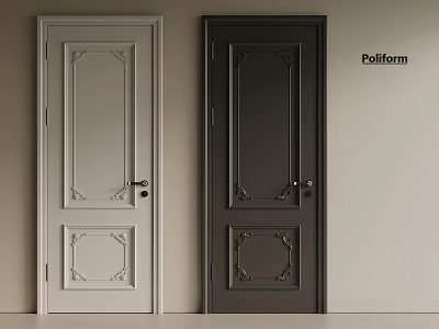 Poliform Interior Doors With Carved Design In Two Tone Colors For Home Decor 3d model